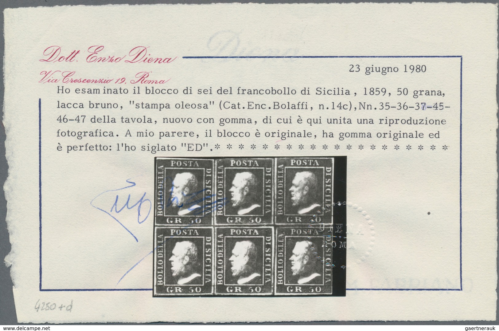 Italien - Altitalienische Staaten: Sizilien: 1859. Sicily Lot. With a) 1/2 gr. orange, block of six,