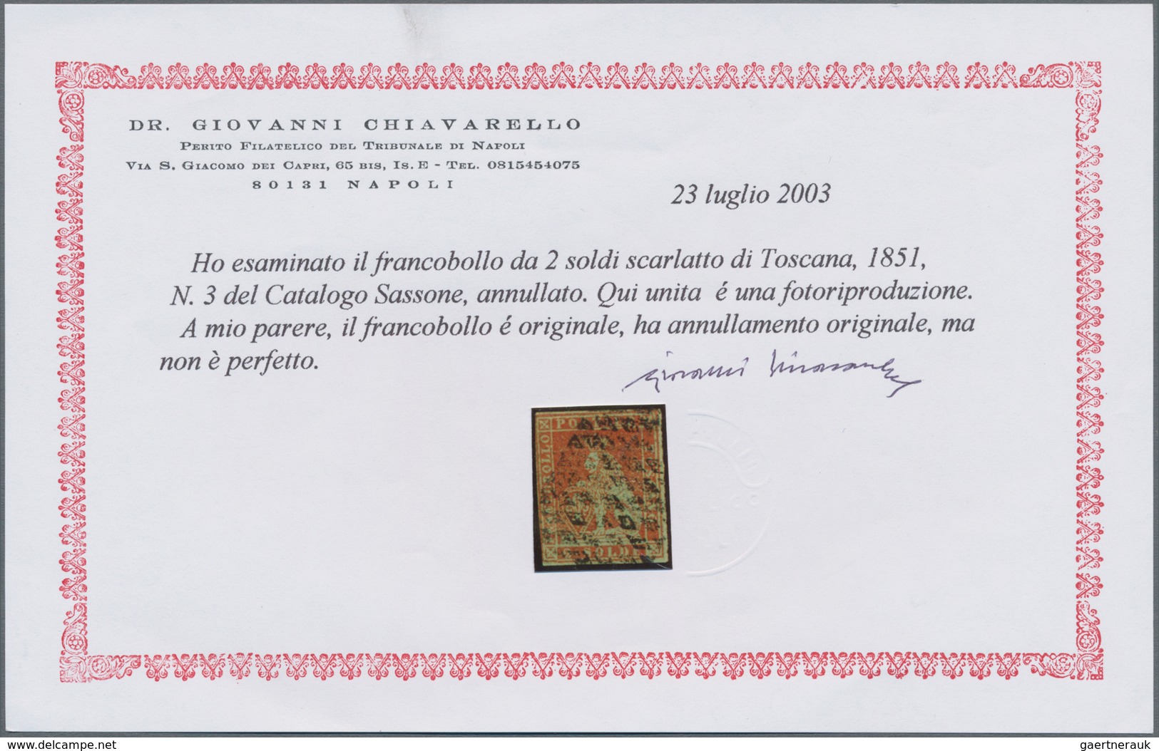 Italien - Altitalienische Staaten: Toscana: 1851, 1 Qu To 9 Cr Complete Set Of Nine Items Cancelled, - Toskana