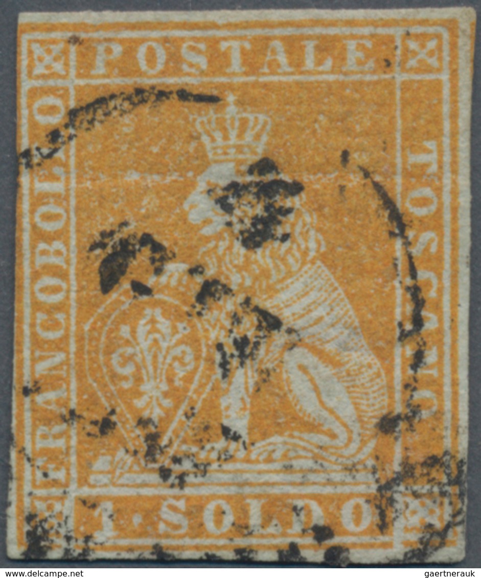 Italien - Altitalienische Staaten: Toscana: 1851, 1 So Gold-yellow With Circle Cancel, Fresh Colour - Toskana