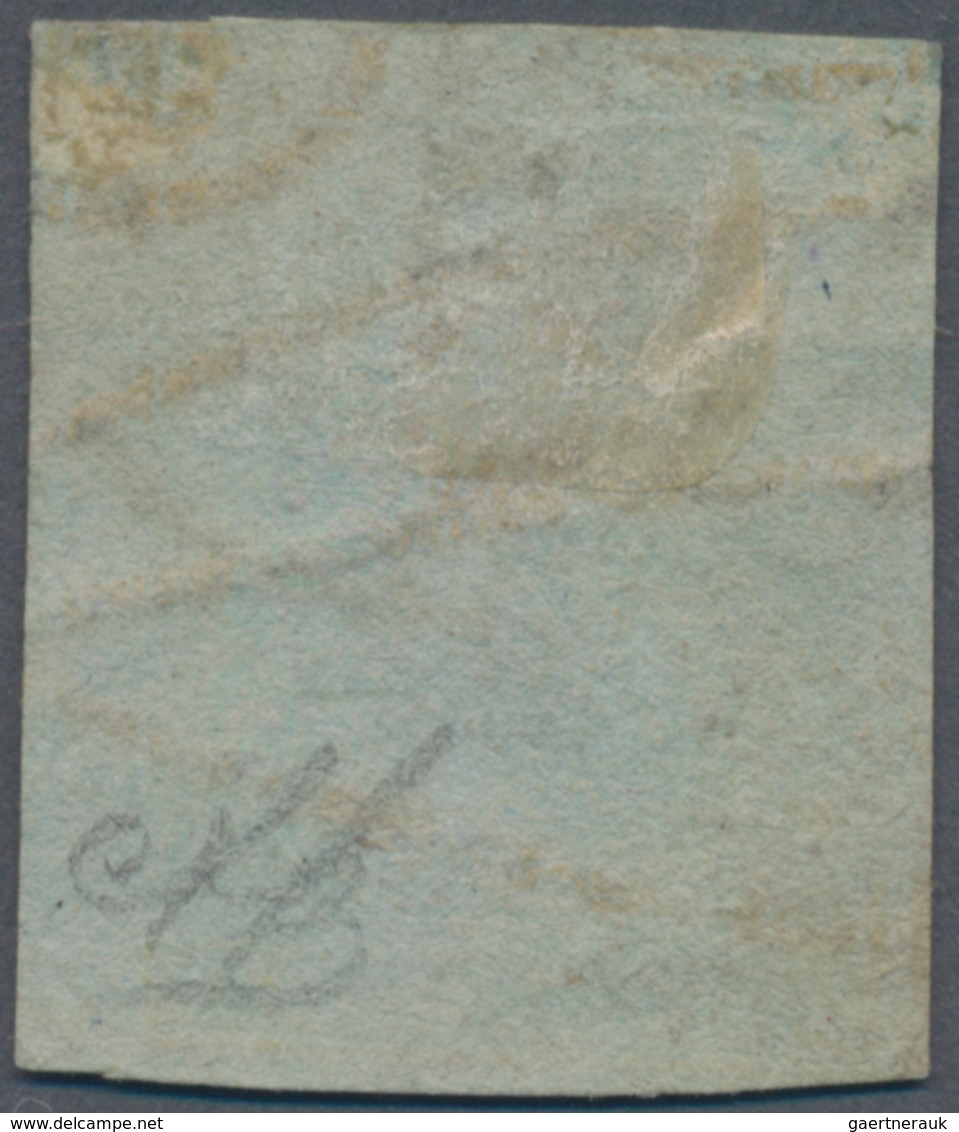 Italien - Altitalienische Staaten: Toscana: 1851. 1 Soldo Yellow On Bluish Paper, Cancelled By Doubl - Tuscany