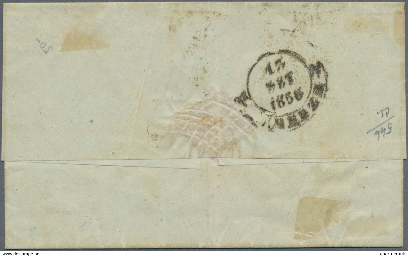 Italien - Altitalienische Staaten: Toscana: 1851, 2 Cr Blue Single Franking Tied By Circle Cancel An - Toskana