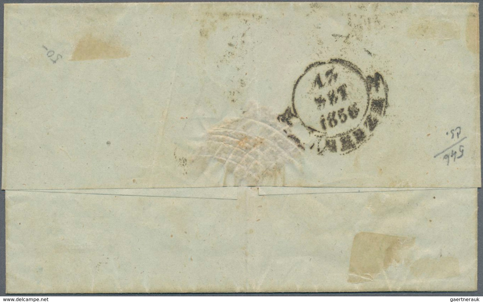 Italien - Altitalienische Staaten: Toscana: 1851, 2 Cr Blue Single Franking Tied By Circle Cancel An - Tuscany