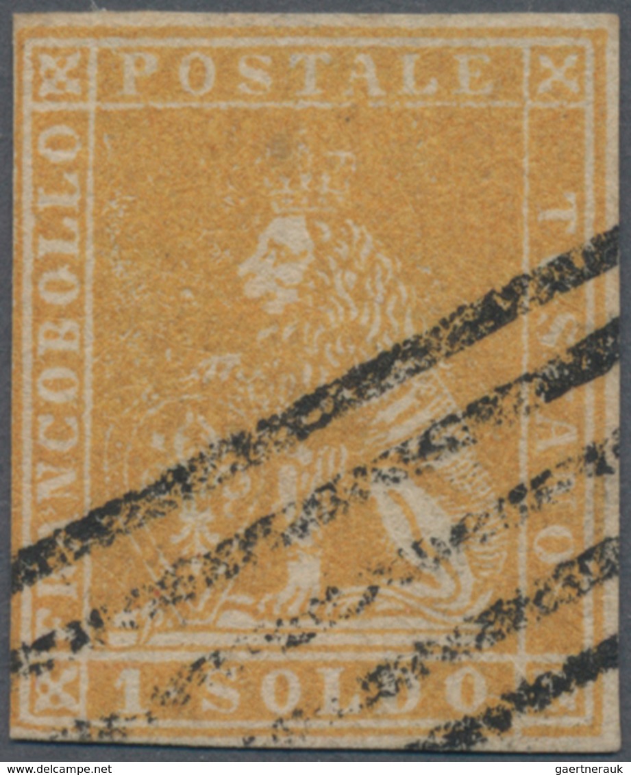 Italien - Altitalienische Staaten: Toscana: 1857. 1 Soldo Ocre, Cancelled By Mute Five Bars Killer. - Toskana