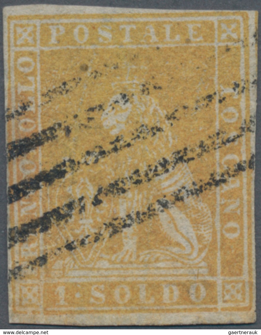 Italien - Altitalienische Staaten: Toscana: 1857. 1 Soldo Ocre, Cancelled By Mute Five Bars Killer. - Toscane