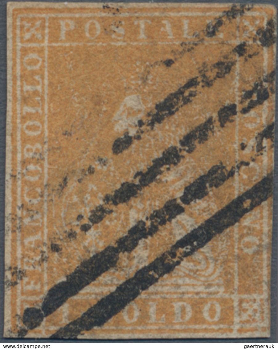 Italien - Altitalienische Staaten: Toscana: 1857. 1 Soldo Ocre, Cancelled By Mute Five Bars Killer. - Toskana