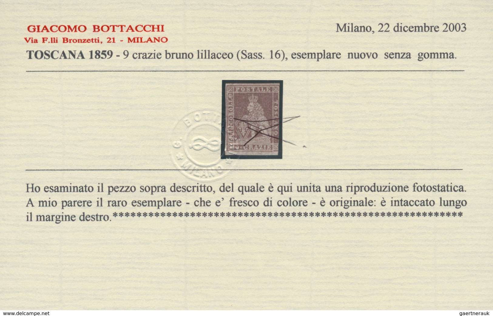 Italien - Altitalienische Staaten: Toscana: 1859, 9cr. Brownish Lilac, Fresh Colour, Cut Into At Rig - Toskana