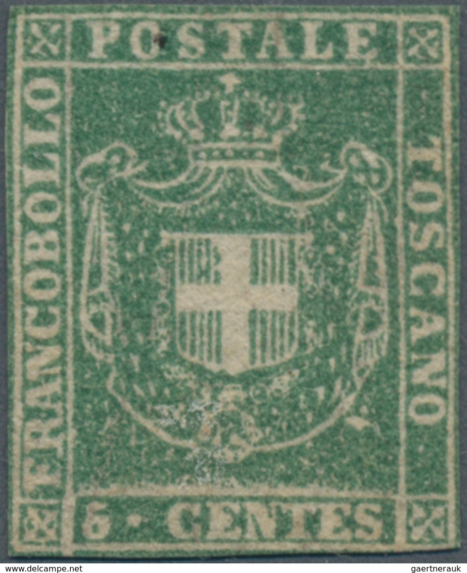 Italien - Altitalienische Staaten: Toscana: 1860, Provisional Government, 5 C Green, Slightly Touche - Toskana