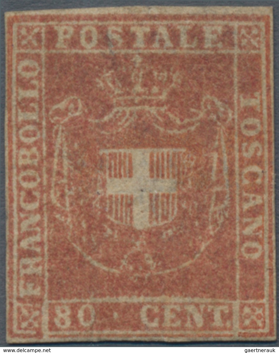 Italien - Altitalienische Staaten: Toscana: 1860, 80 Cent. Brownish Red Unused With Original Gum, Fr - Toskana