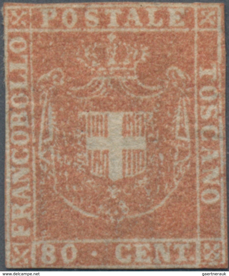 Italien - Altitalienische Staaten: Toscana: 1860, 80 Cent. Brownish Red Unused With Small Rest Of Or - Toskana