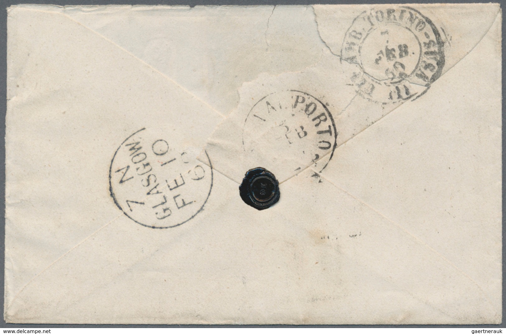 Italien: 1861: Naples Provinces, 10 Gr Bistre And A Pair 2 Gr Blue, Tied By Small Circle "NAPOLI AL - Afgestempeld