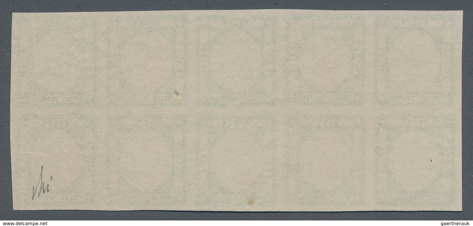 Italien: 1861, 1/2 Tornese Green In Block Of Ten Color Proof Without Embossing, As Described On Page - Used