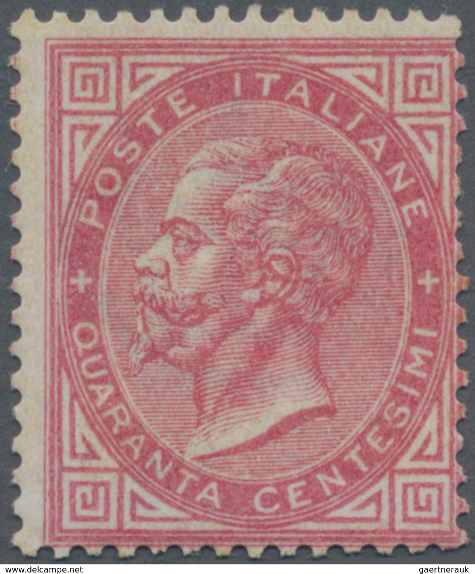 Italien: 1863. 40 C. Rose "De La Rue", London Printing, Mint Never Hinged. Several Signatures. Certi - Afgestempeld