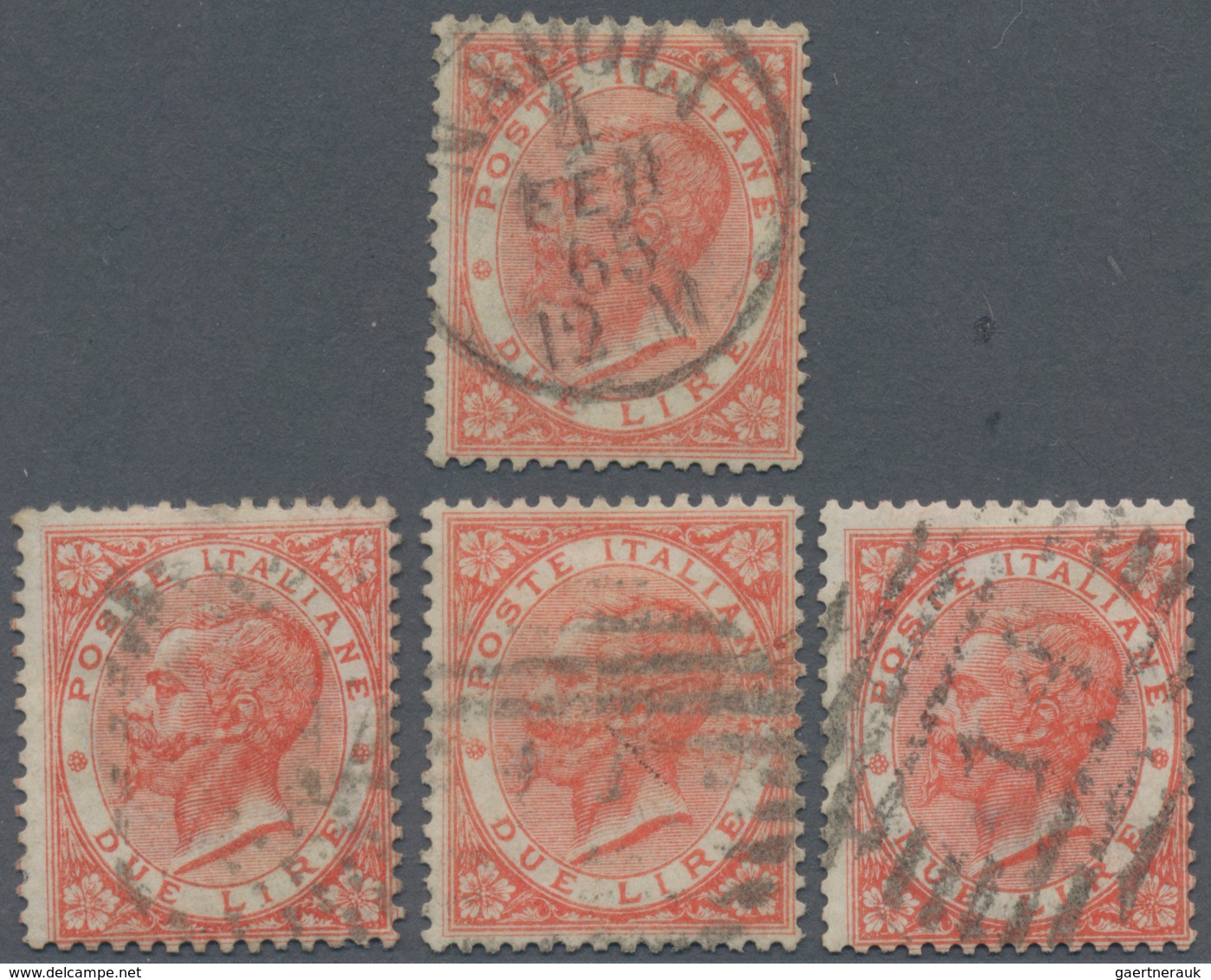 Italien: 1863/1866. 2 Lire Light Scarlet, London Printing, Well Centered, Cancelled By Cds "NAPOLI 4 - Afgestempeld