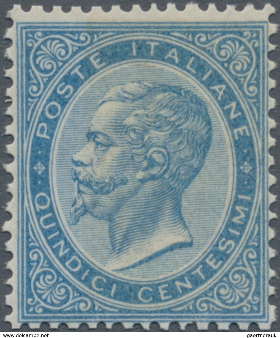 Italien: 1865, 15 Cent. Light Blue Color, Type III With Eight Additional Points, Without Overprintin - Afgestempeld
