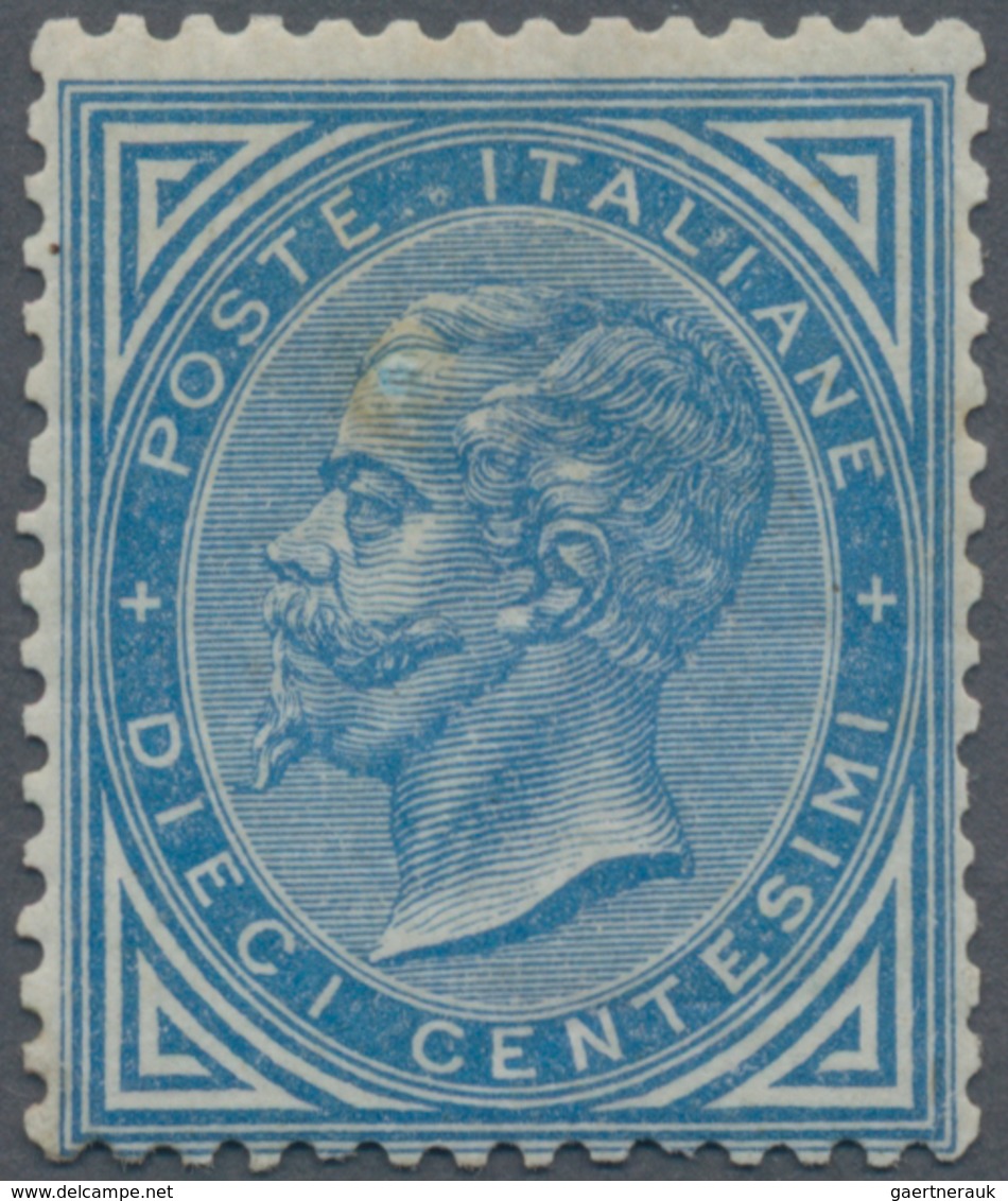 Italien: 1877. 10 C Blue. Discrete Centering, Mint With Original Gum, One Short Perf, Tone Hinged (v - Used