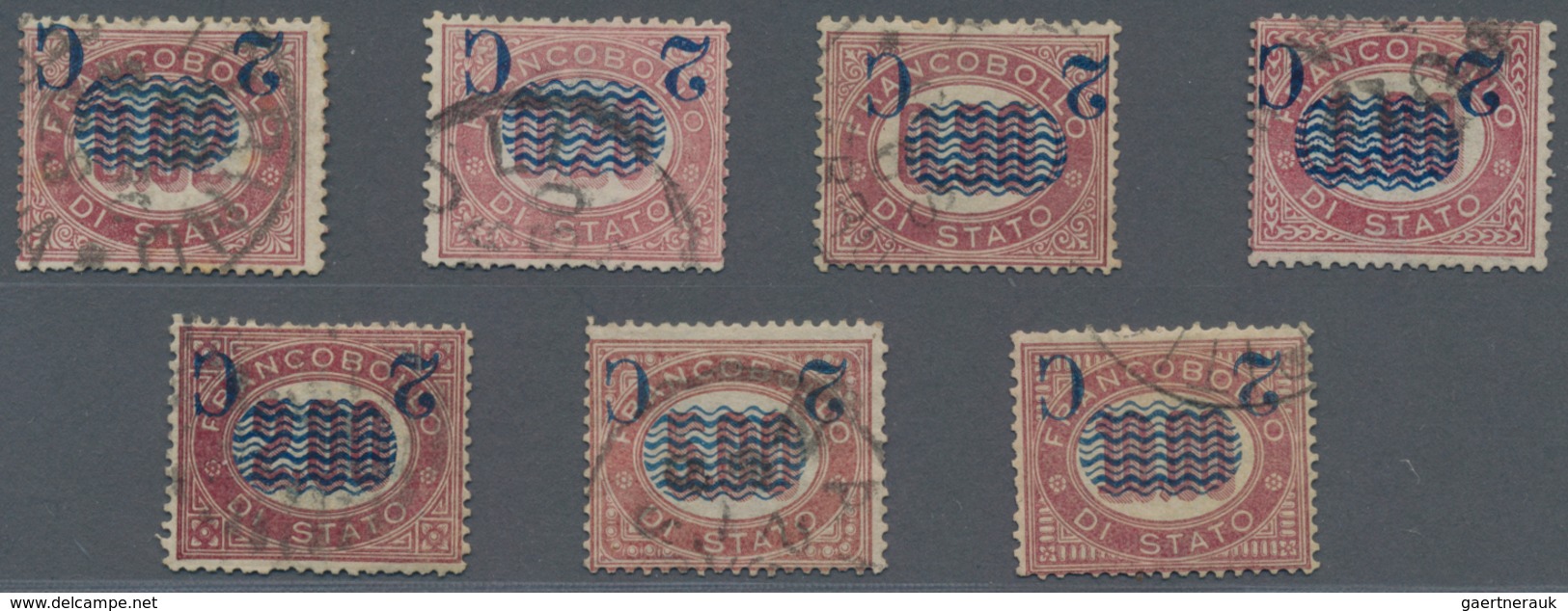 Italien: 1878, 2 C On 0,02 L To 2 C On 10.00 L Complete Set (without 2 C On 0,05) With Inverted Over - Used