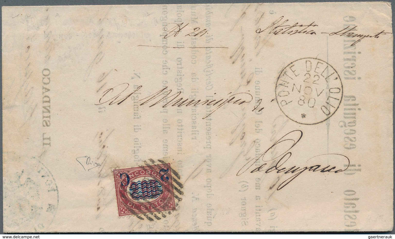 Italien: 1878, 2 C On 2,00 Lire Red-lilac, Surcharge INVERTED, Upper Left Corner Perforation Repaire - Gebraucht
