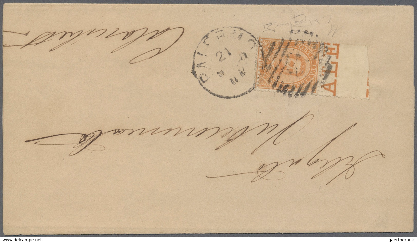 Italien: 1879, 20 Cent. Orange "Umberto I" With Double Perforation At Both Horizontal Sides On Small - Used