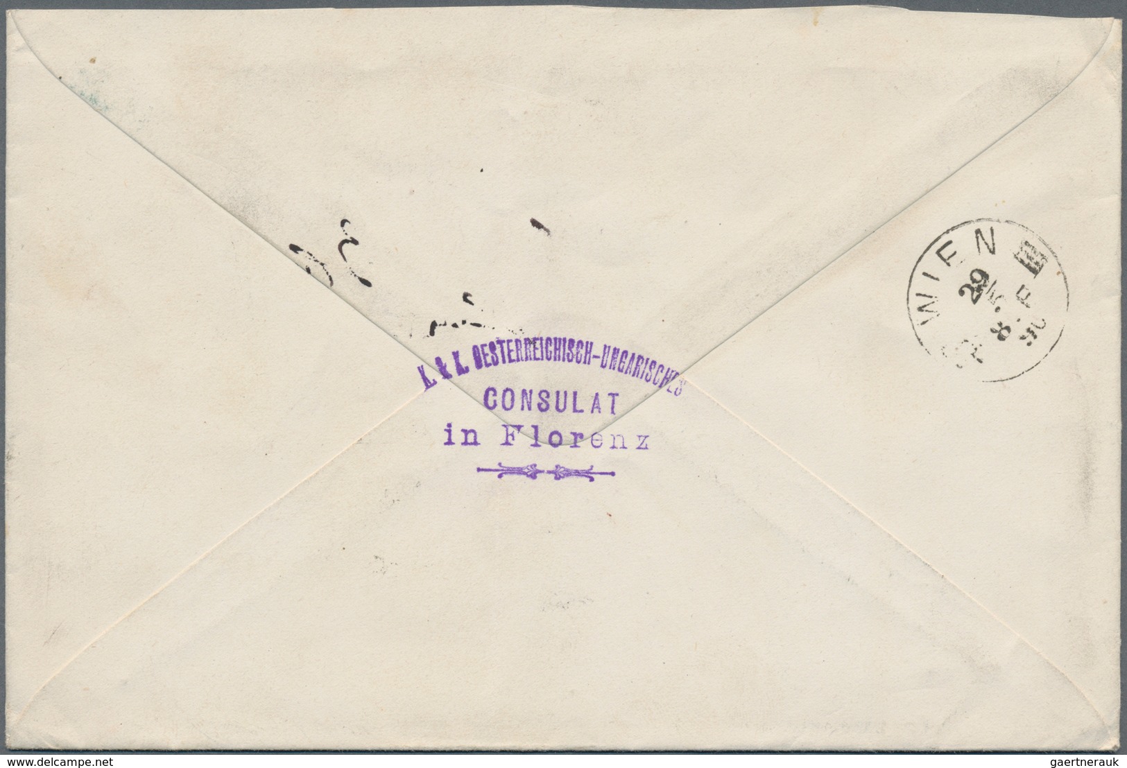 Italien: 1890: 1 Lire Brown/orange-yellow, Single Franking, On Registered Letter From Florence To Vi - Afgestempeld