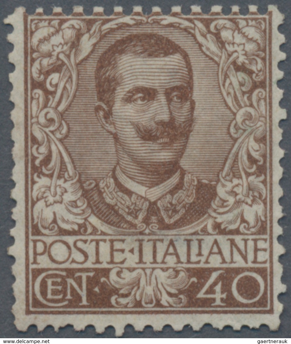 Italien: 1901. 40 C Brown "Floreale", Mint. Perforation Slightly Missplaced. Sassone 450 € - Gebraucht