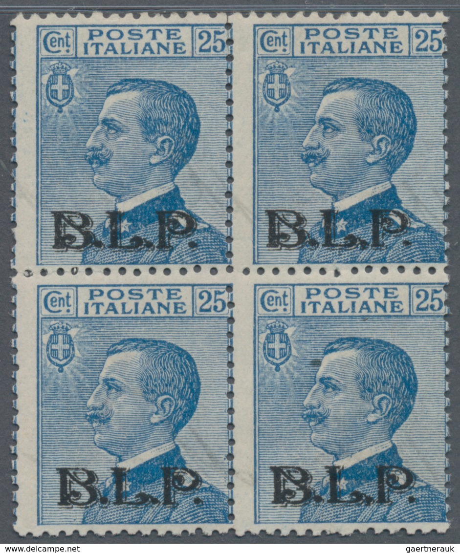 Italien: 1921/1923, "B.L.P." Overprint On 25 C Blue In Block Of Four, Mint Never Hinged, Signed (Sas - Used