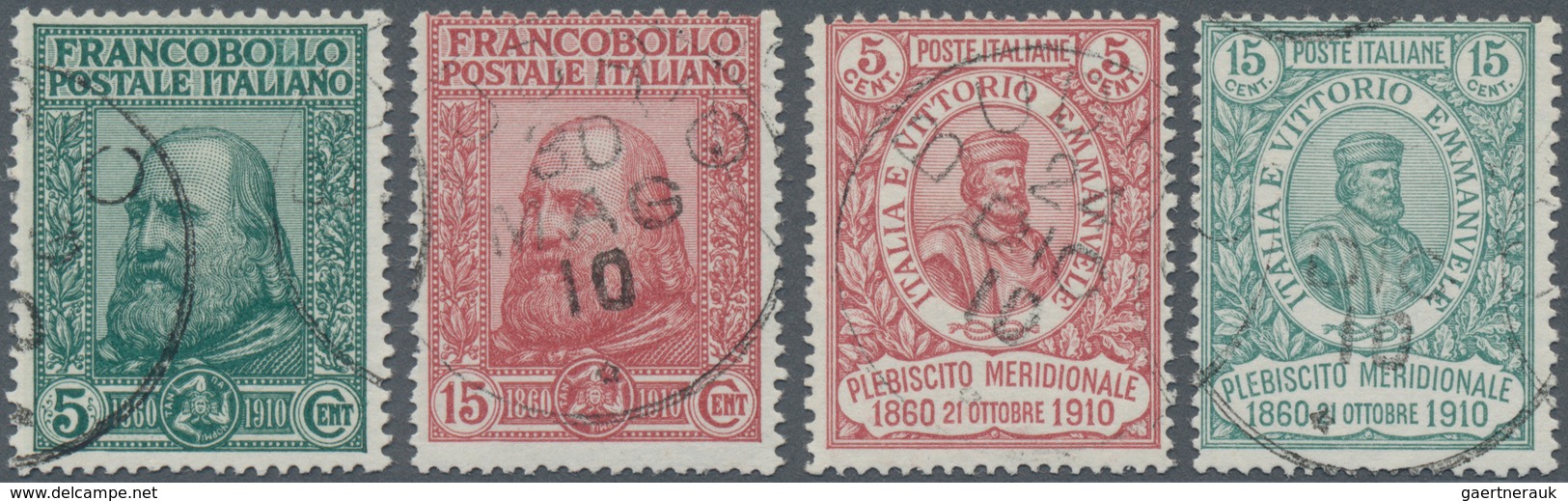 Italien: 1910, Garibaldi Complete Set Of Four Fine Used, Mi. € 355,-- (Sass. 87/90, € 525,--) - Gebraucht