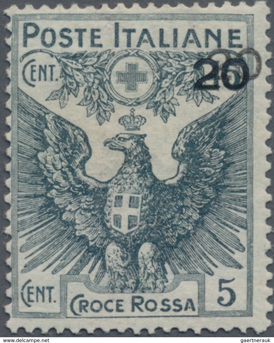 Italien: 1916, 20 C Double Print On 15 C Slate Unused With Original Gum And A Rest Of Hinge, Signed - Gebraucht