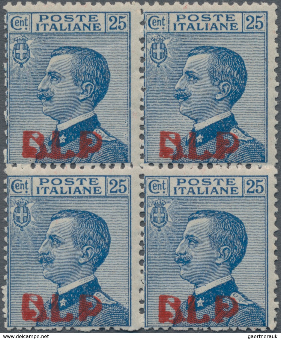 Italien: 1921/1923. B.L.P. 25c Blue Viktor Emanuel III In A Block Of 4. Mint, NH. All Stamps Signed - Afgestempeld