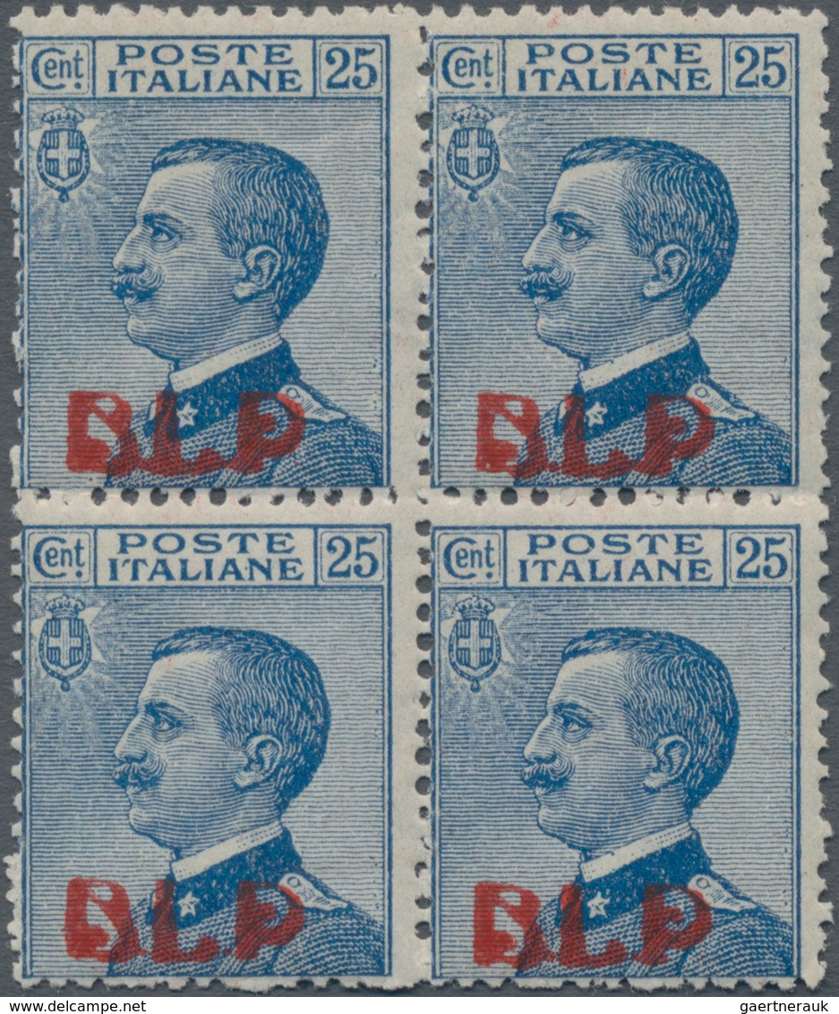 Italien: 1921/1923. B.L.P. 25c Blue Viktor Emanuel III In A Block Of 4. Mint, NH. All Stamps Signed - Used