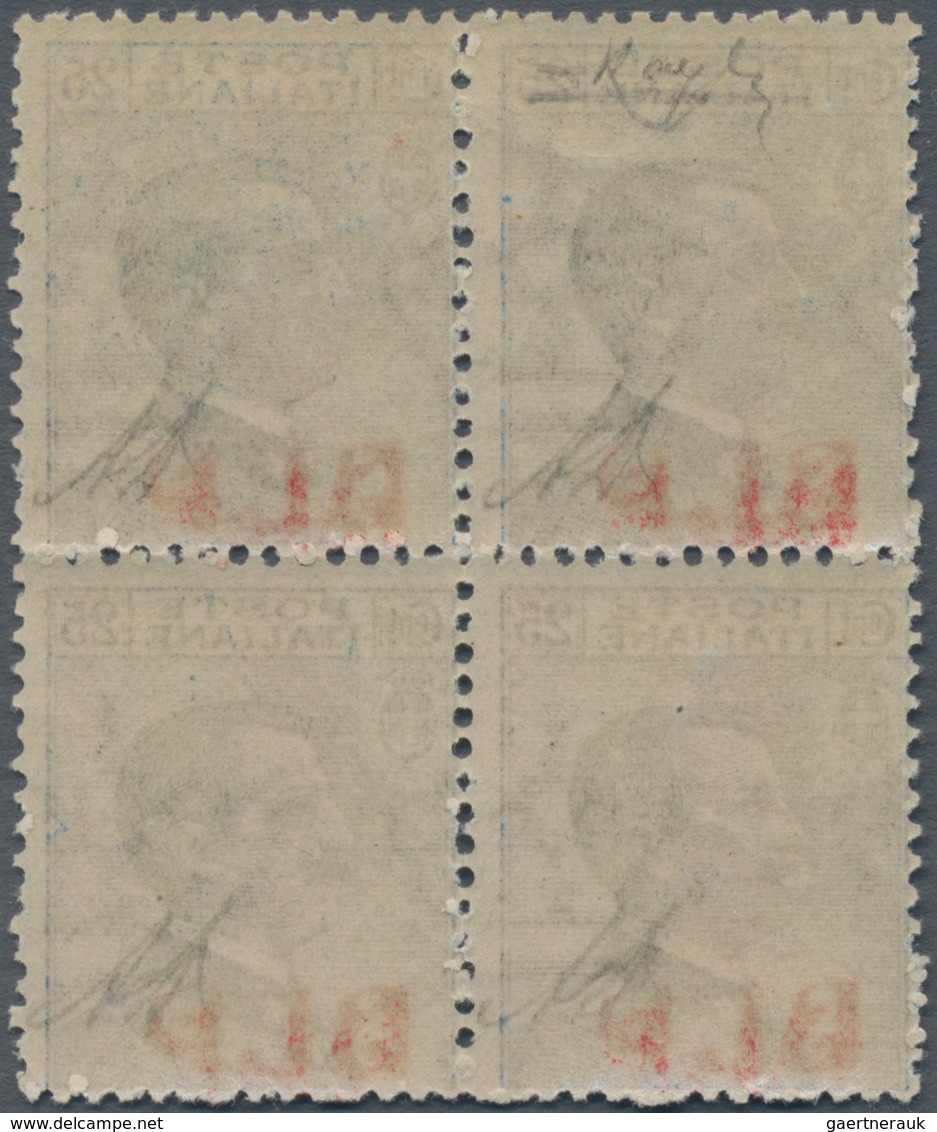 Italien: 1921/1923. B.L.P. 25c Blue Viktor Emanuel III In A Block Of 4. Mint, NH. All Stamps Signed - Gebraucht