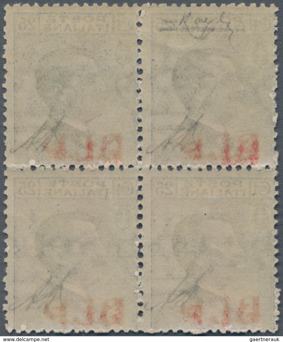 Italien: 1921/1923. B.L.P. 25c Blue Viktor Emanuel III In A Block Of 4. Mint, NH. All Stamps Signed - Used