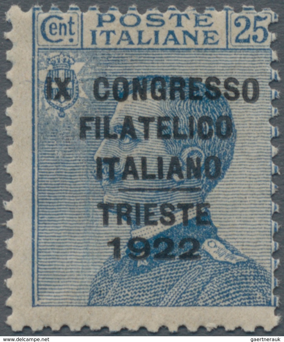 Italien: 1922. 25 C. Blue Of The Overprinted Series "Congresso Filatelico" With Variety: First "I" O - Used