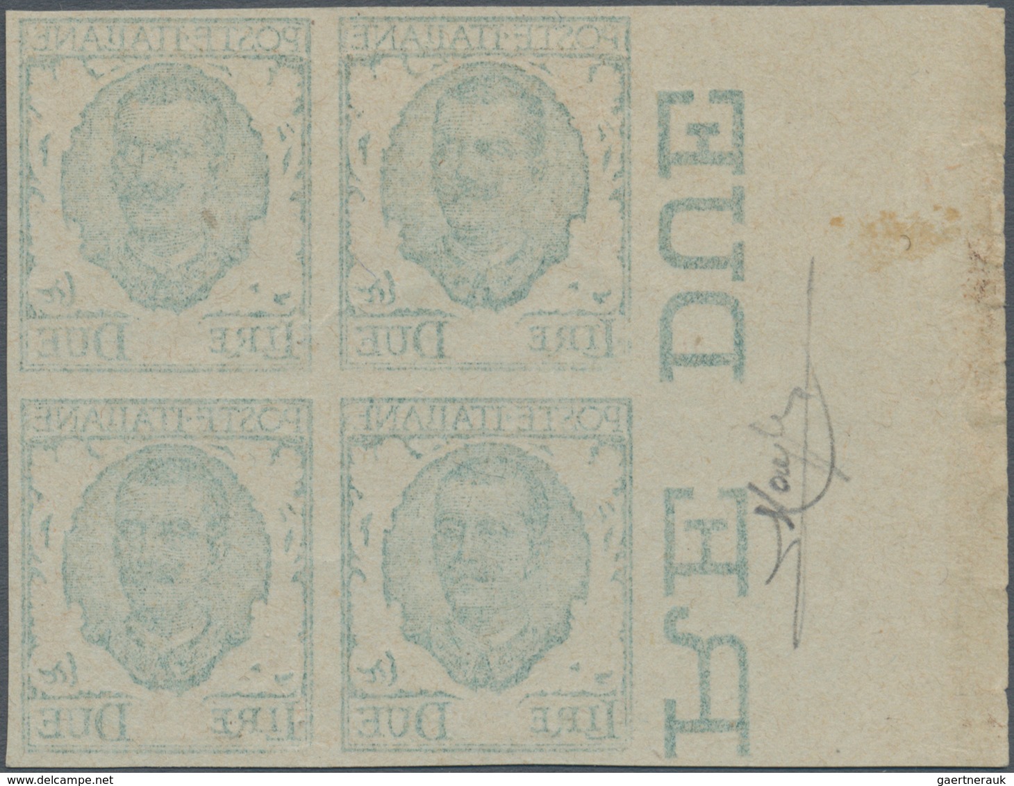 Italien: 1923. 2 Lire"Floreale", Grey Green And Orange, Block Of Four With Left Margin Of The Sheet, - Used