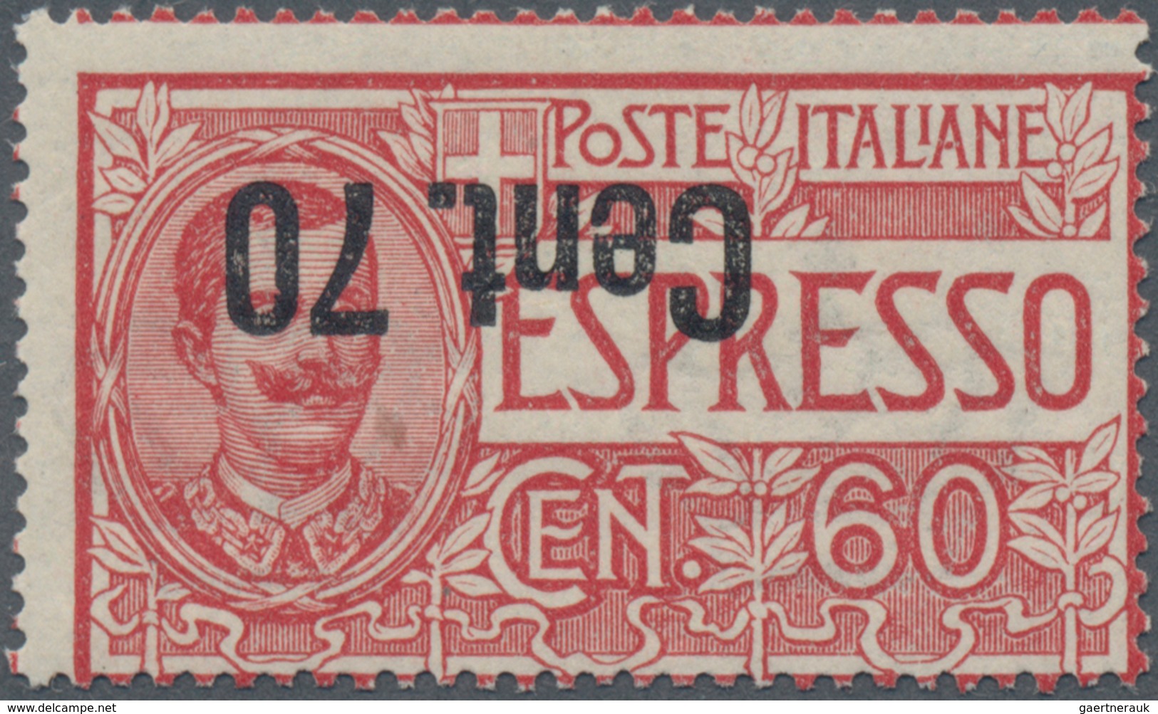 Italien: 1925, Victor Emanuel III. EXPRESS Stamp 60c. Brownish Rose With INVERTED Surcharge 'Cent. 7 - Gebraucht