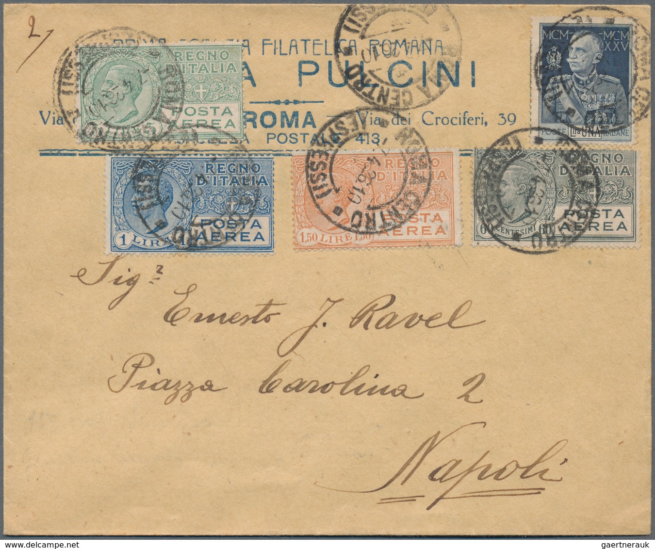 Italien: 1926. Three Air Mail Letters From Genua Or Rome Within Italy Each Franked With The Complete - Gebraucht