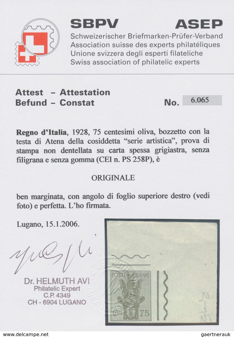 Italien: 1928: Three Values Of The Unissued Series "Serie Artistica", Printing Proofs On Gray Paper - Gebraucht