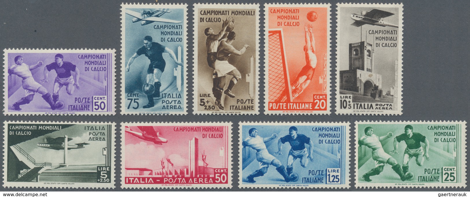 Italien: 1934, Football World Championship, Michel No. 479/487 Mint Never Hinged. Catalogue Value 70 - Gebraucht