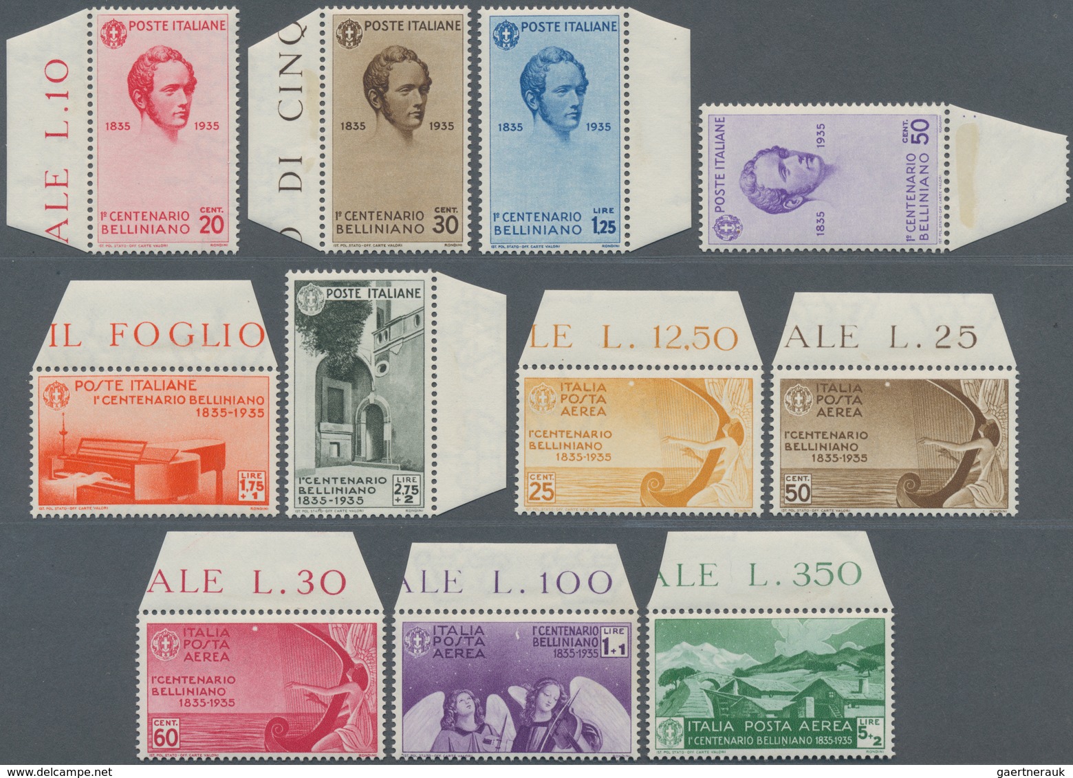 Italien: 1935, Bellini, 20c. To 5l., Complete Set Of Eleven Values, Unmounted Mint. (Sass. 388/93, A - Gebraucht