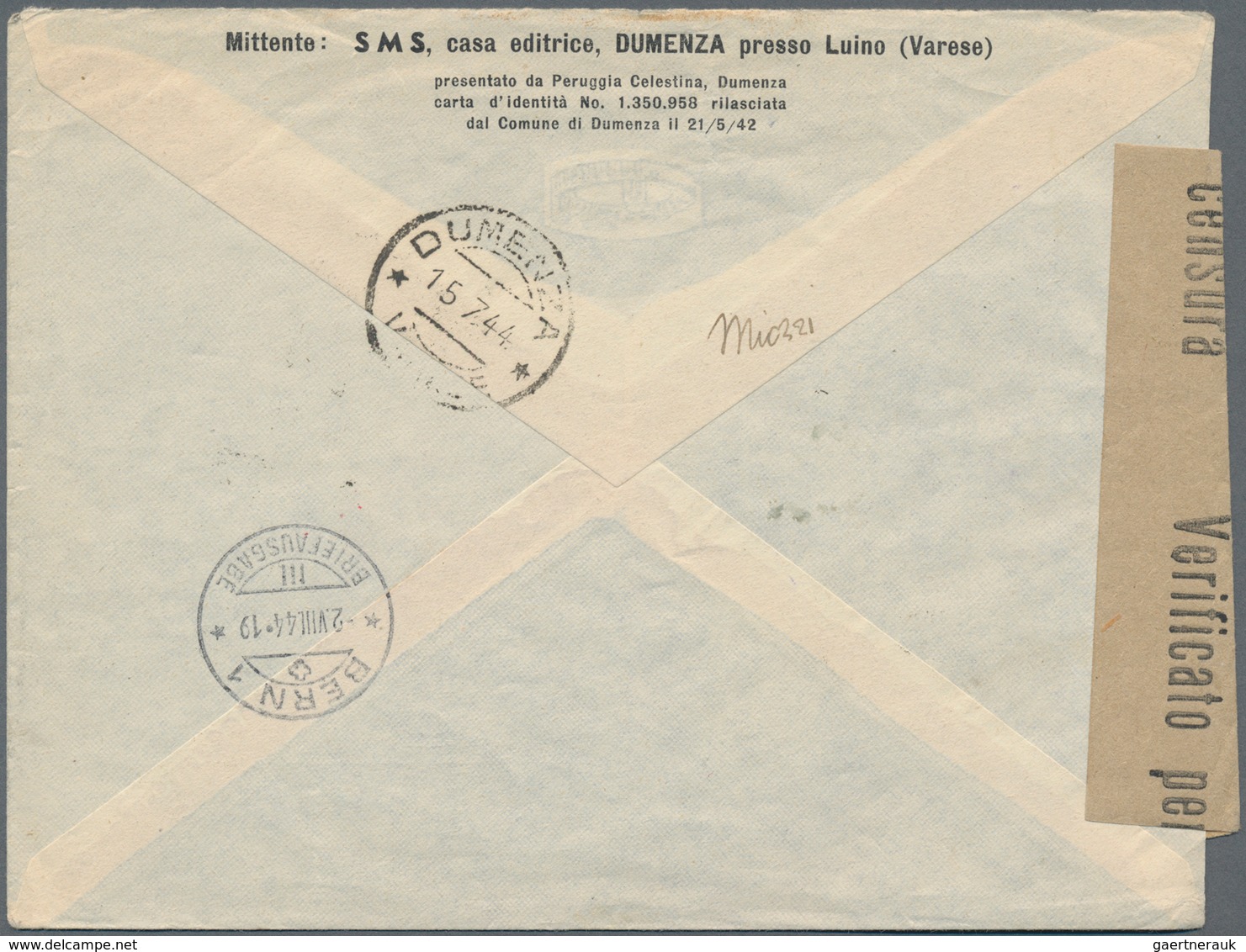 Italien: 1944: Two Registered Letter Addressed To Switzerland, With Geneva Resp. Berne Arrival Marks - Gebraucht