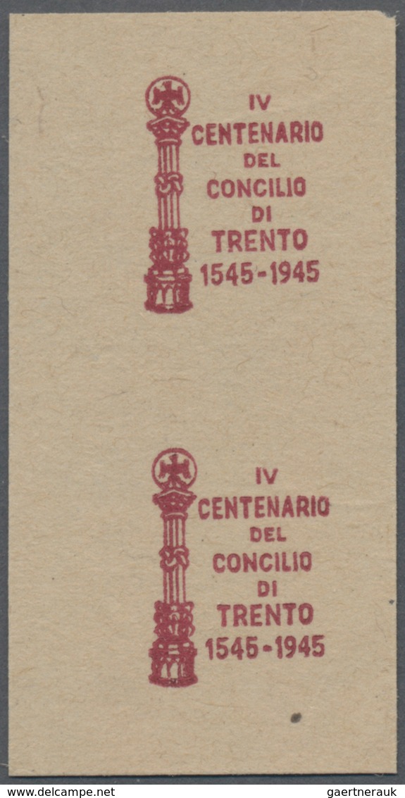 Italien: 1945, Proof Of The Overprint From Unissued "IV Centenario Del Concilio Di Trento 1545-1945 - Gebraucht