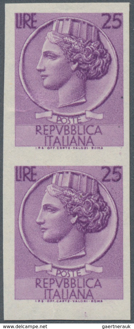 Italien: 1961 (ca.), 25 Lire Violet, Without Watermark (Sassone 769 A = 4000 € Per Stamp) And Not Pe - Gebraucht