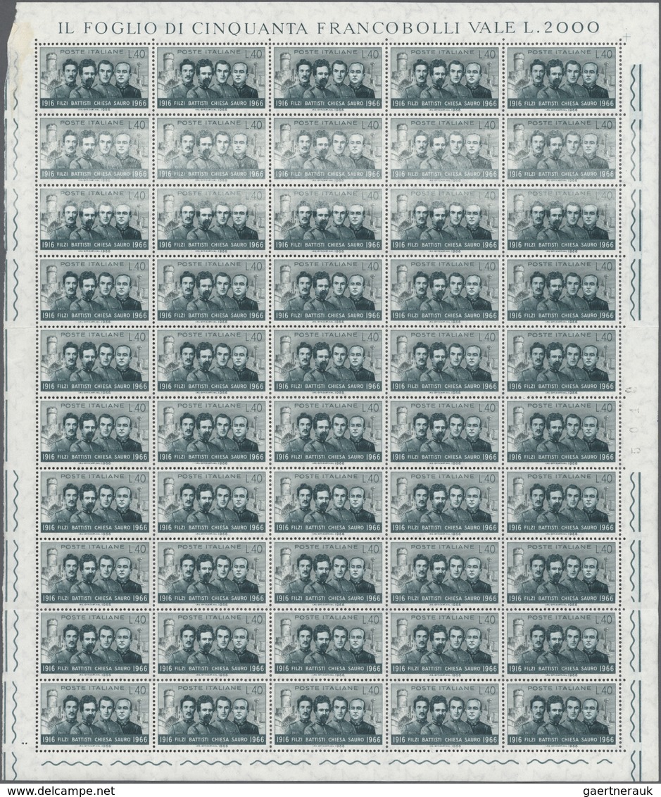 Italien: 1966, 40l. "National Heroes", Complete (folded) Sheet Of 50 Stamps (slight Imperfection In - Gebraucht