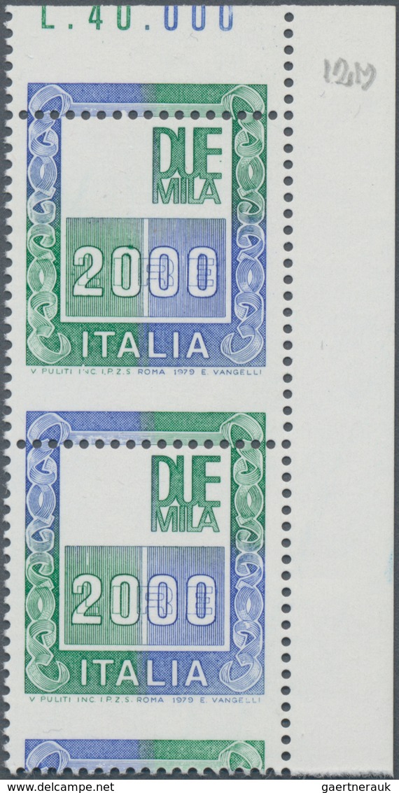 Italien: 1979, 2000 L Vertical Pair Without The Effigy And With Very Displaced Horizontal Perforatio - Gebraucht