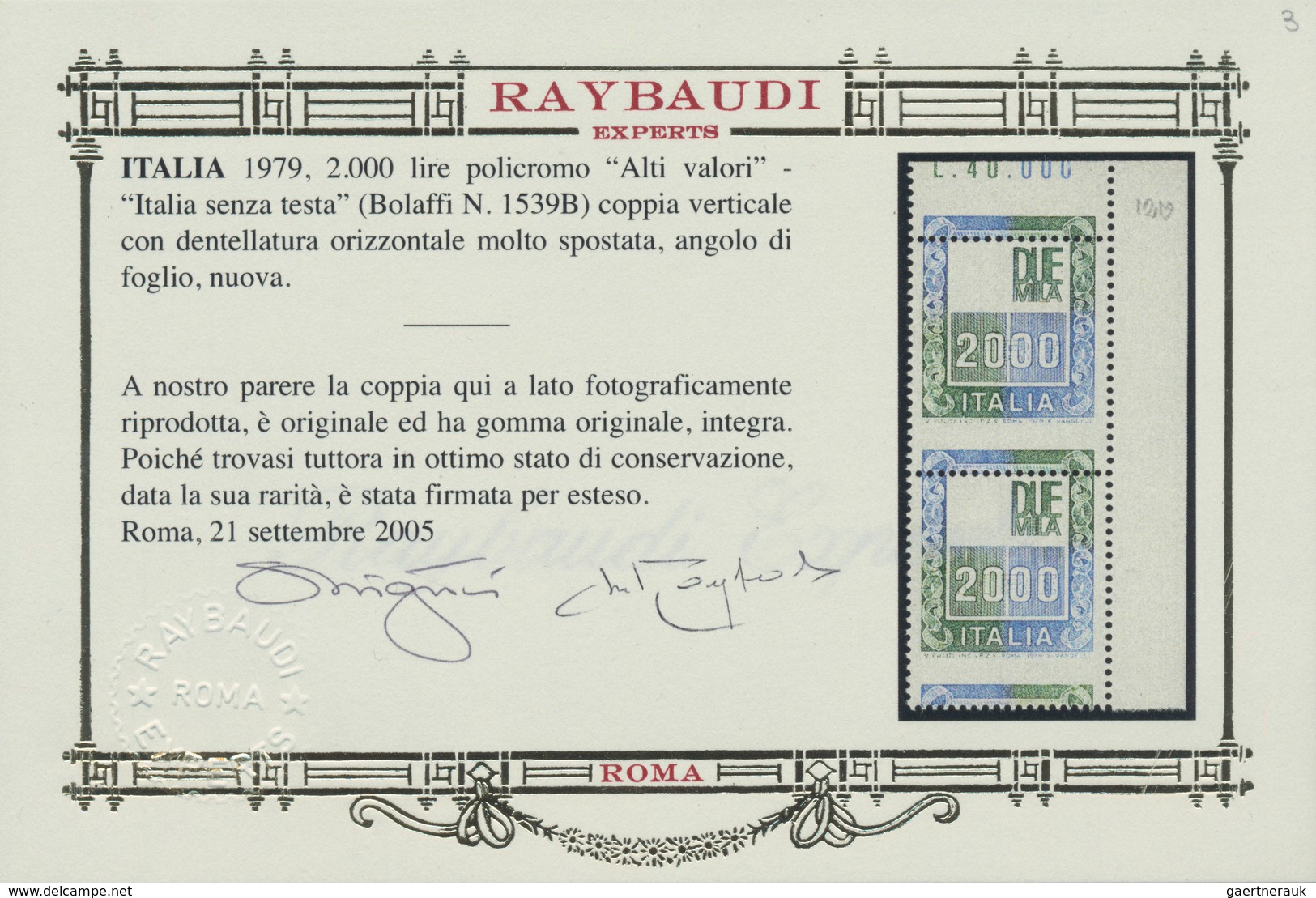 Italien: 1979, 2000 L Vertical Pair Without The Effigy And With Very Displaced Horizontal Perforatio - Gebraucht