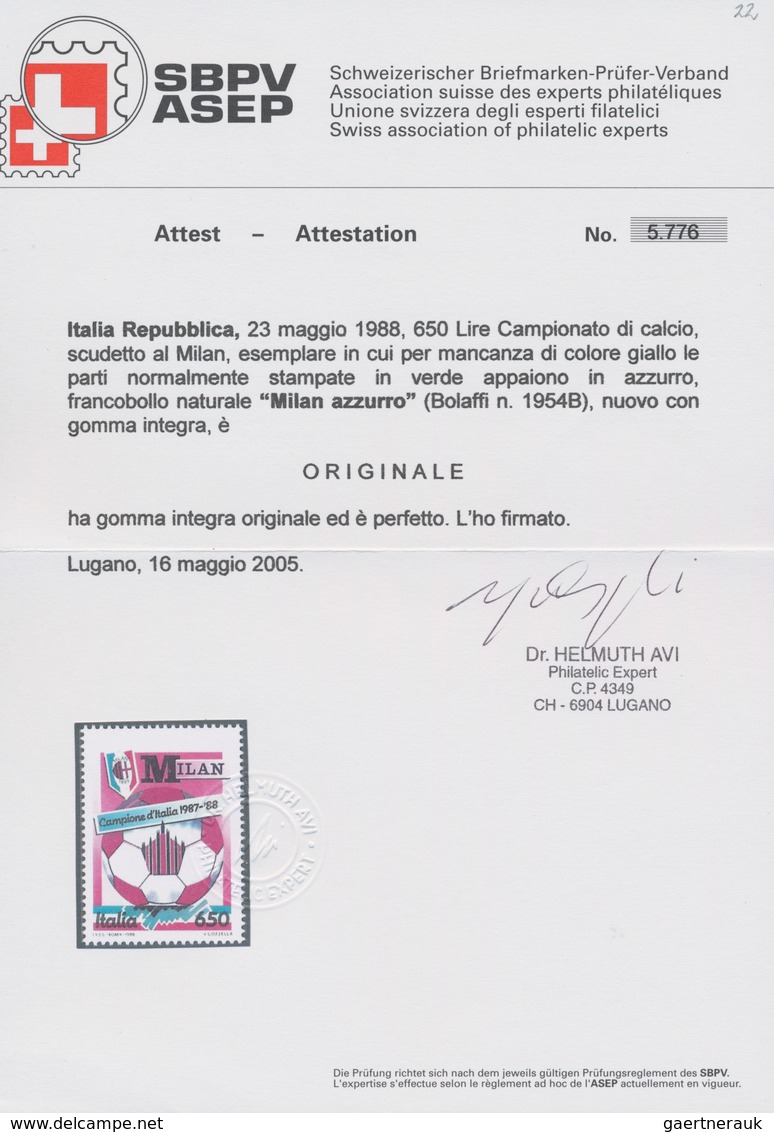 Italien: 1988, 650 L Multiple Colour "scudetto Al Milan" With Blue Color Instead Of Green, Mint Neve - Gebraucht