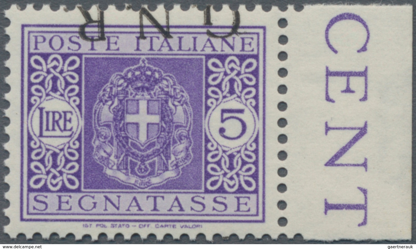 Italien - Militärpostmarken: Nationalgarde: 1943, 5 L Violet With Inverted Overprint "G.N.R." Was A - Andere & Zonder Classificatie