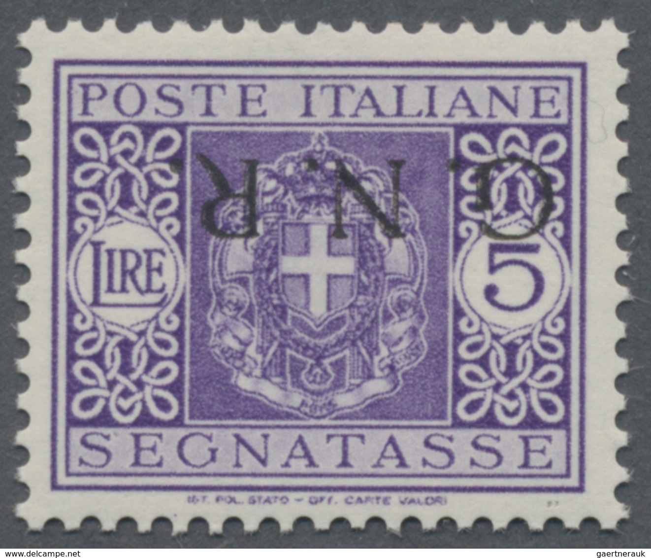 Italien - Militärpostmarken: Nationalgarde: 1943. 5 Lire Violet Postage Due, Overprinted In Brescia - Autres & Non Classés