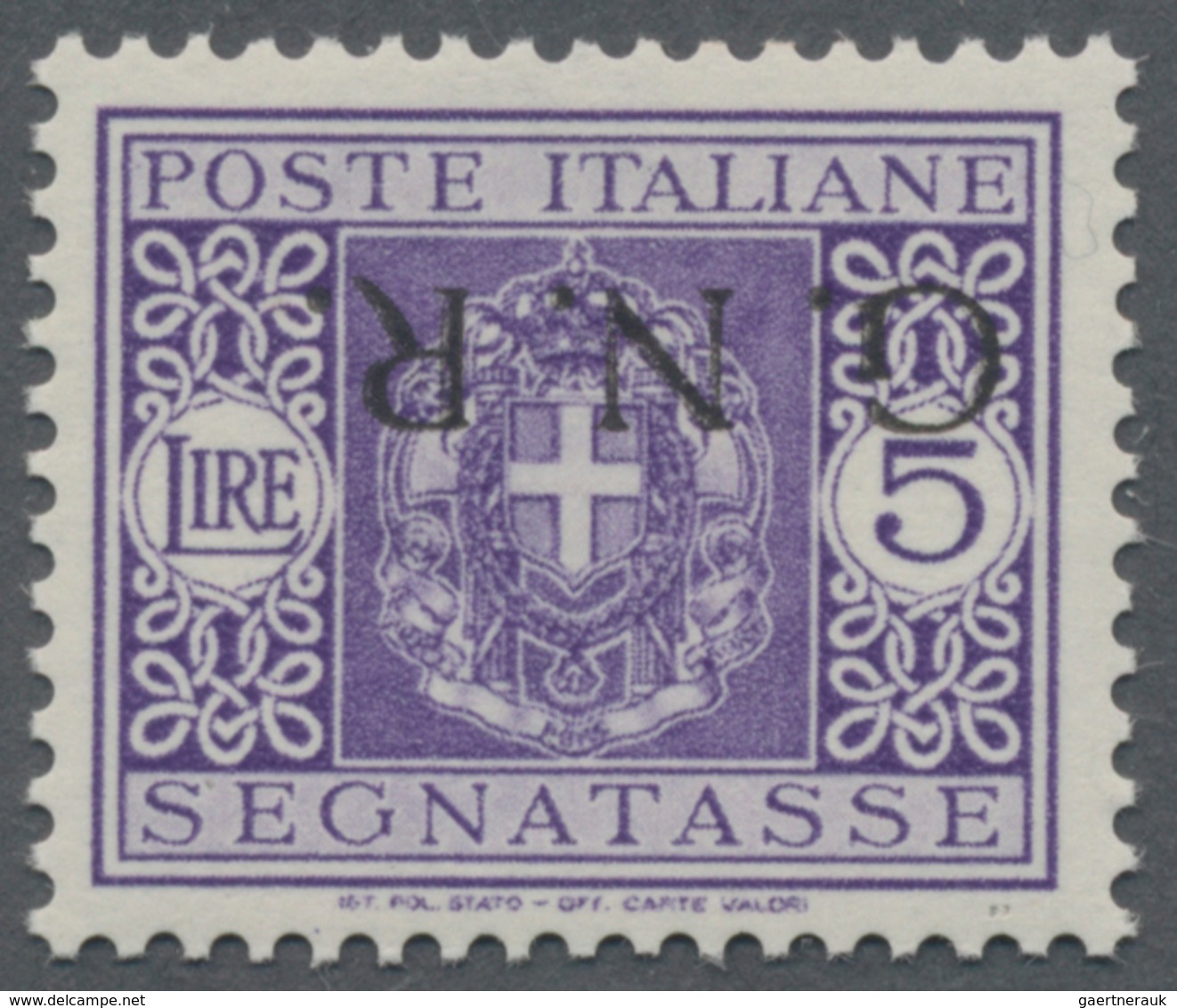 Italien - Militärpostmarken: Nationalgarde: 1943. 5 Lire Violet Postage Due, Overprinted In Brescia - Other & Unclassified