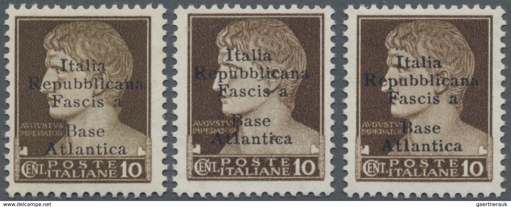 Italien - Militärpostmarken: Atlantikküste: 1943, Emperor Augustus 10c. Brown With Five-line Opt. ‚I - Sonstige & Ohne Zuordnung