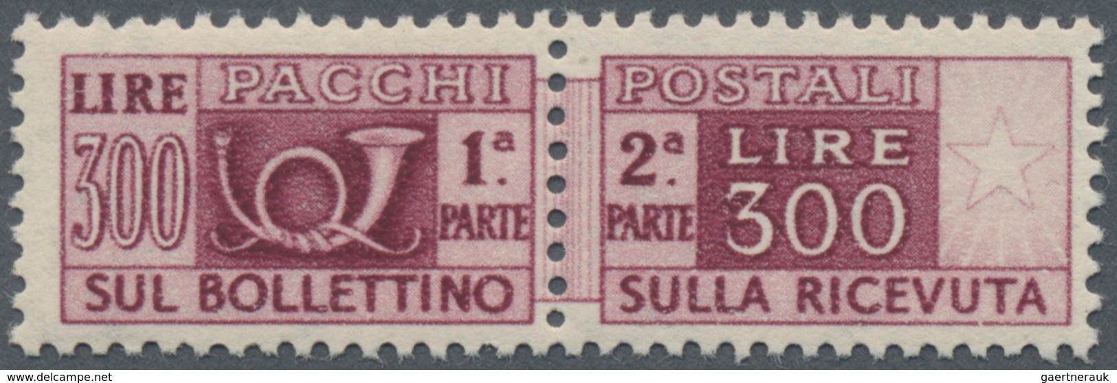 Italien - Paketmarken: 1948, 300 L Brownish Purple Mint Never Hinged (Sass. 1 500 €, Michel 2 200 €) - Paketmarken